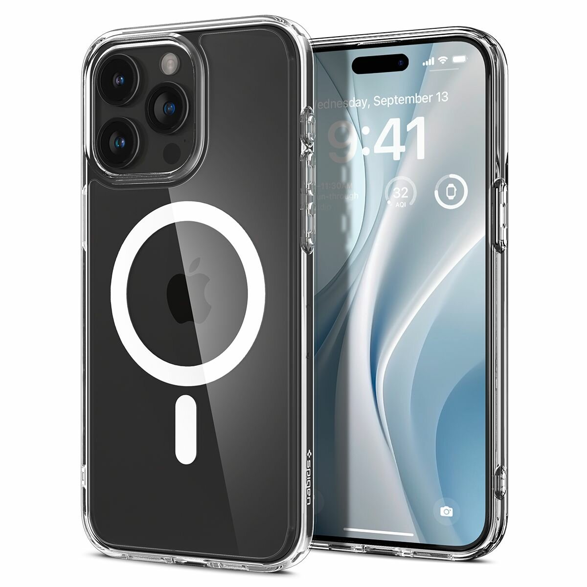 Чехол Spigen на Apple iPhone 15 Pro Max (ACS06450) Crystal Hybrid MagFit / Спиген чехол для Айфон 15 Про Макс MagSafe, противоударный, с защитой камеры, белый