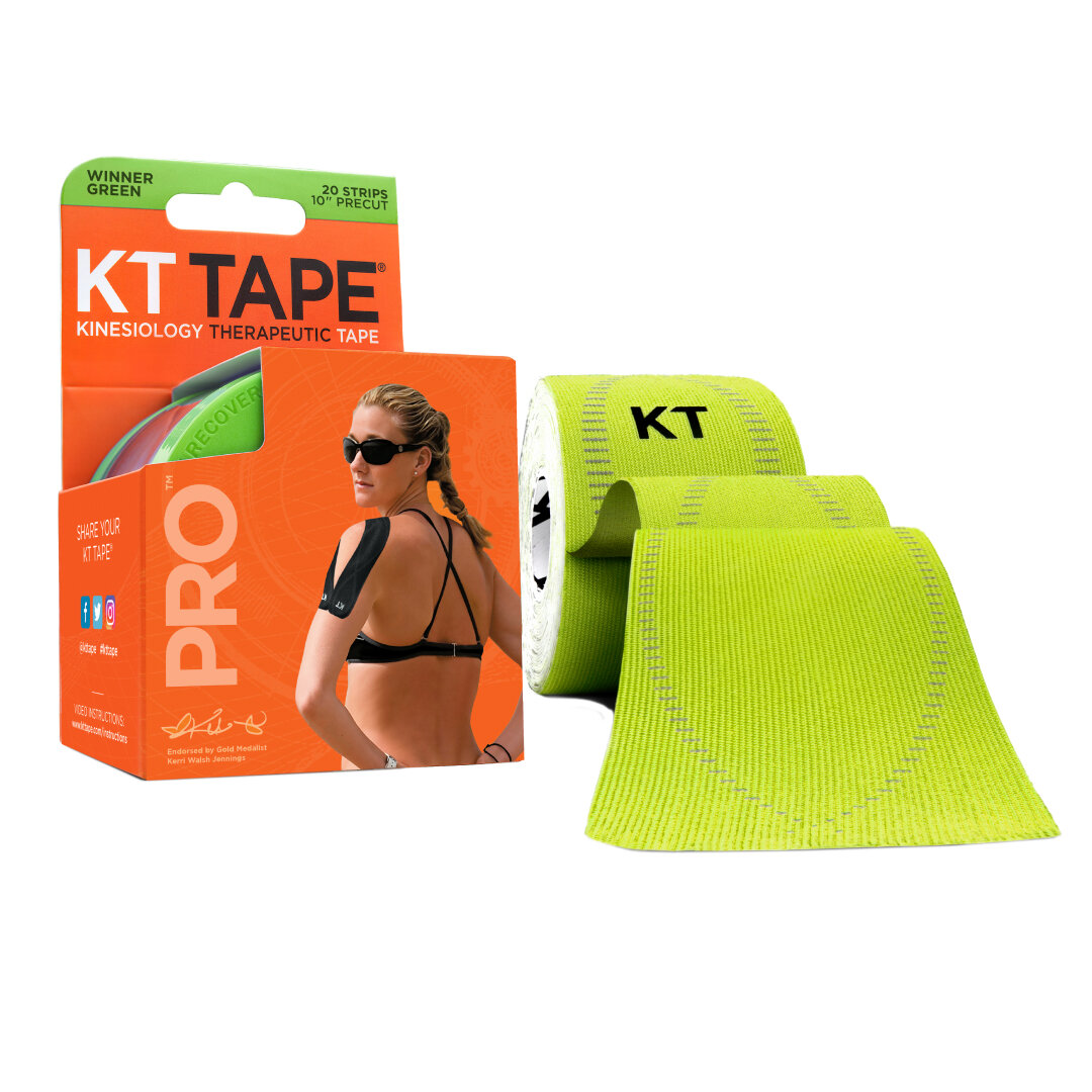 Кинезиотейп KT Tape PRO, Синтетическая основа, 20 полосок 25х5см, преднарезанный, цвет Winner Green