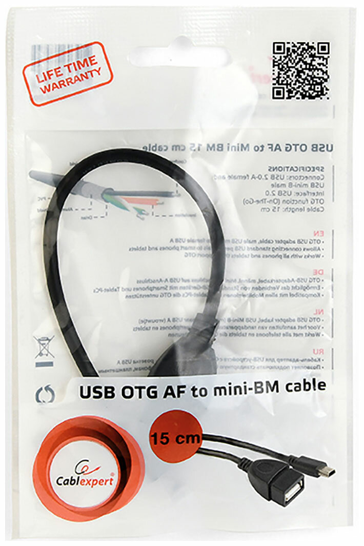 Кабель miniUSB 0.15м Bion BXP-A-OTG-AFBM-002 круглый черный - фото №2