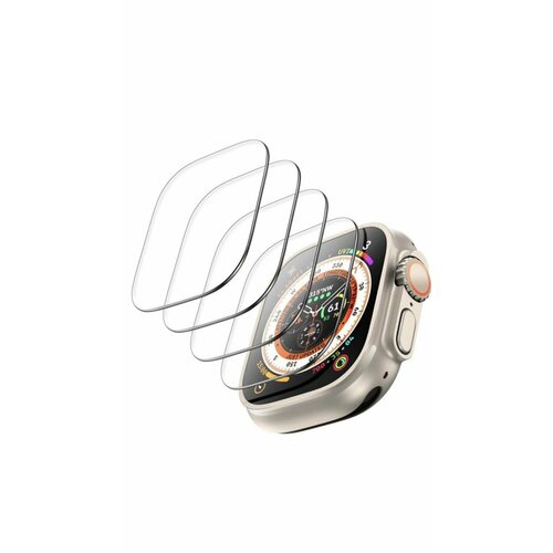Гидрогелевая защитная плёнка (3шт) для Apple Watch Ultra/Ultra 2 49mm, глянцевая, прозрачная гидрогелевая защитная пленка на apple watch ultra 49mm эпл вотч ультра на экран прозрачная с олеофобным покрытием полноклеевая brozo