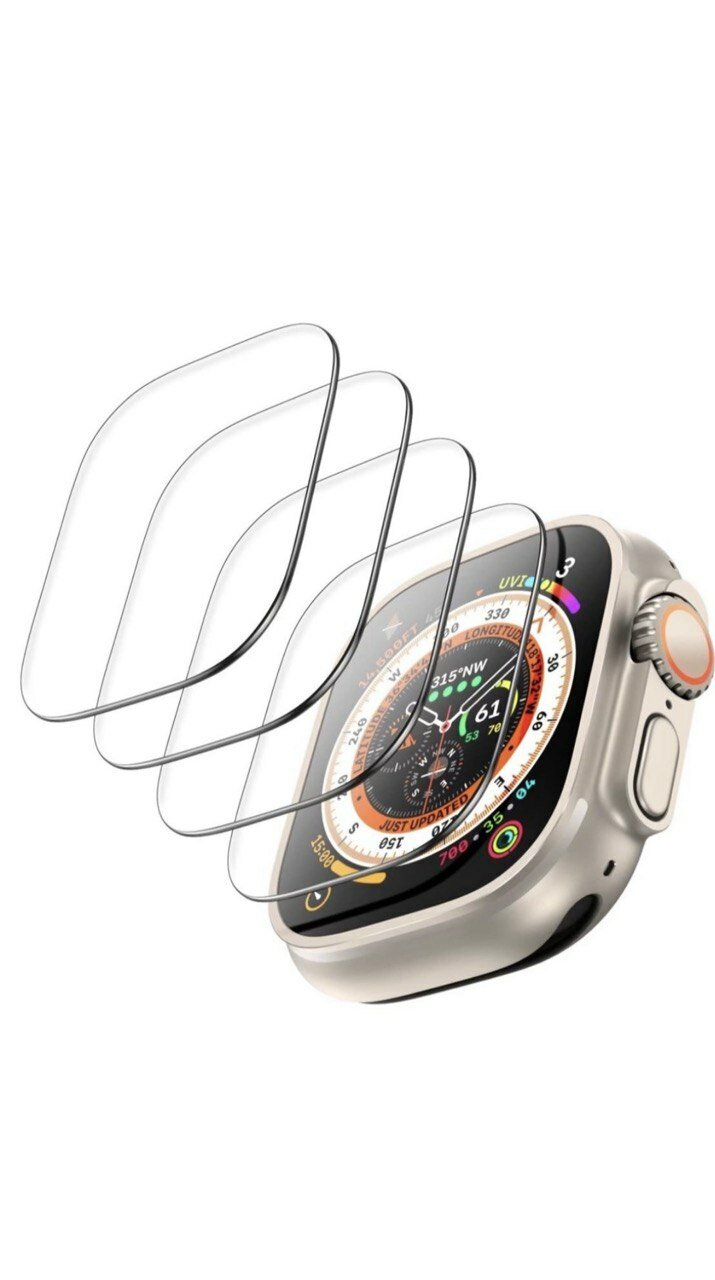 Гидрогелевая защитная плёнка (2шт) для Apple Watch Ultra/Ultra 2 49mm глянцевая прозрачная