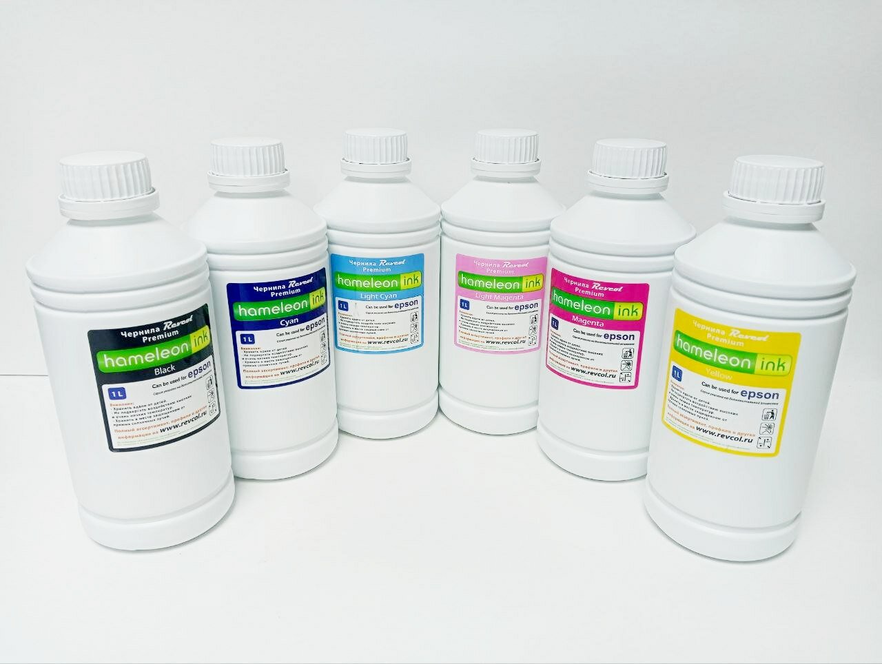 Чернила L-серия Revcol Hameleon водные для Epson L800, L801, L805, L100, L200, L201, L1800, комплект 6 цветов по 1 литру