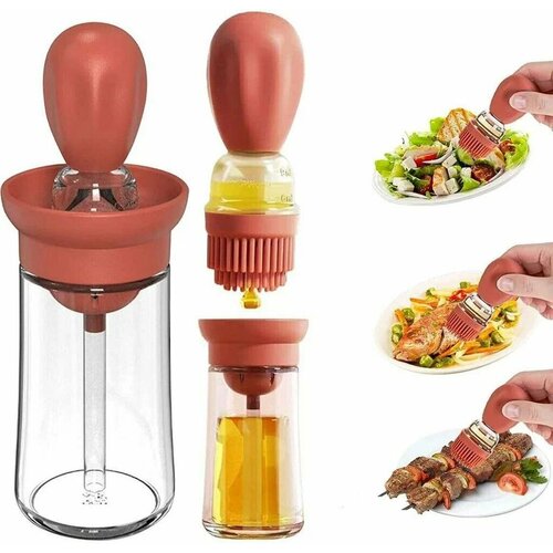 Бутылка дозатор для масла 18см65см180мл цвет коралловый материал силикон и стекло 399₽