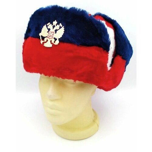 Шапка ушанка ПодариТо, размер 60, красный, синий шапка ушанка подарито демисезон зима подкладка размер 60 красный бордовый
