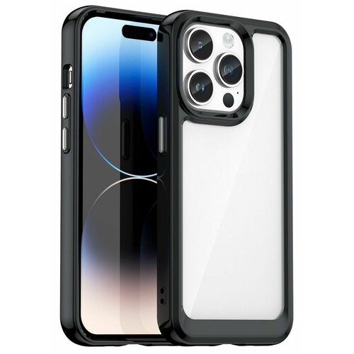 Накладка пластиковая для iPhone 15 Pro с силиконовой окантовкой чёрная накладка пластиковая для iphone 15 pro с силиконовой окантовкой голубая