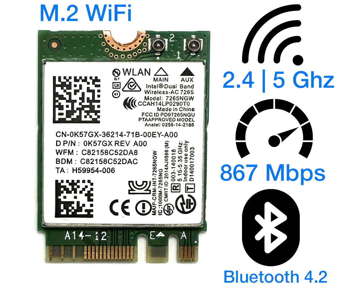 Адаптер WiFi Intel Dual Band Wireless-AC 7265 (M.2, B/G/N/AC, 867 Mbit/s, 2.4/5 Ghz)