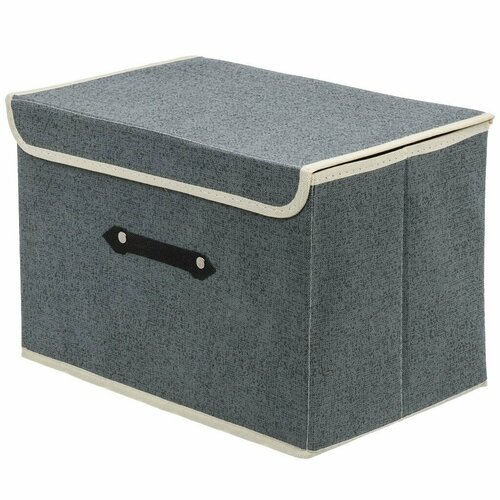 Кофр для хранения 1 секция с крышкой складной 36х24х24 см спанбонд с ручкой серый Y6-10751 686₽