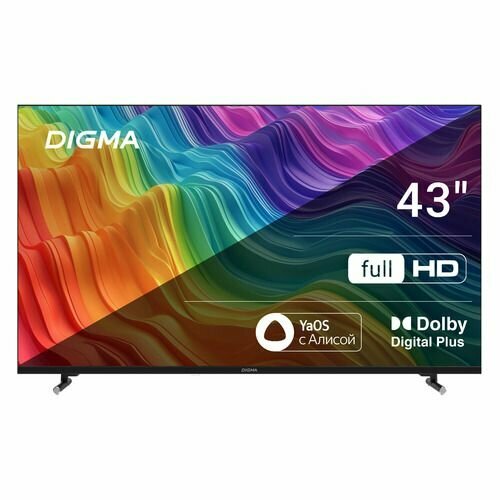 43" Телевизор Digma DM-LED43SBB33, FULL HD, смарт ТВ, YaOS черный