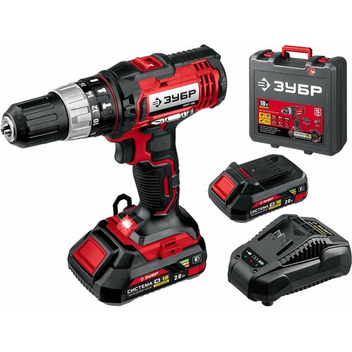 Ударная дрель-шуруповер ЗУБР 18В 2 АКБ 2Ач в кейсе ДШУ-185-22 10850₽