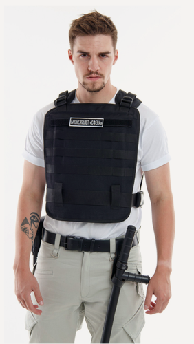 Изображение товара Бронежилет Бр-2 класса для охранных организаций (Плитник со стропами, "Сфера Бр-2", черный.)