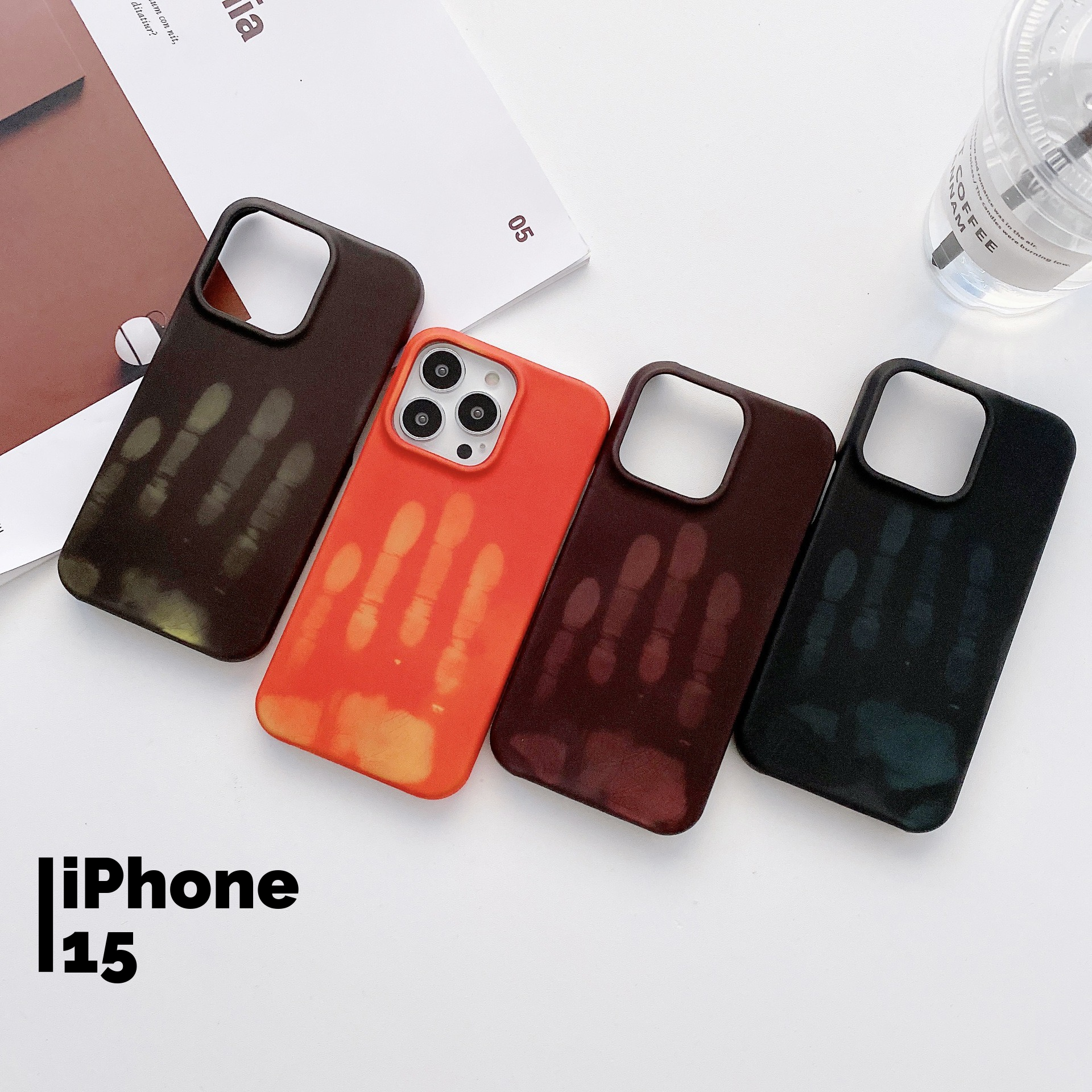 Чехол на айфон 15 красный с сменой цвета от температуры   Чехол iPhone 15 красный