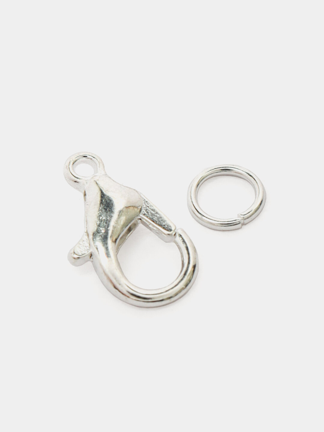 Карабин лобстер, цвет Серебрянный, застежка для бижутерии, браслетов, цепочек, чокеров, брелков, 10 шт — фото 1