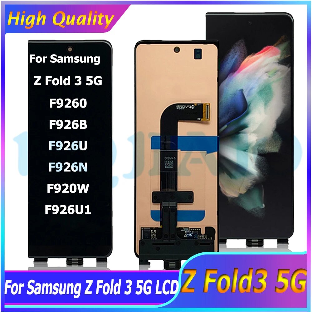 6,2-дюймовый AMOLED ЖК-дисплей для Samsung Z Fold3 Z Fold 3 5G F9260 F926B F926U F926B/DS ЖК-дисплей с цифровым преобразователем сенсорного экрана в сборе, Black No Frame