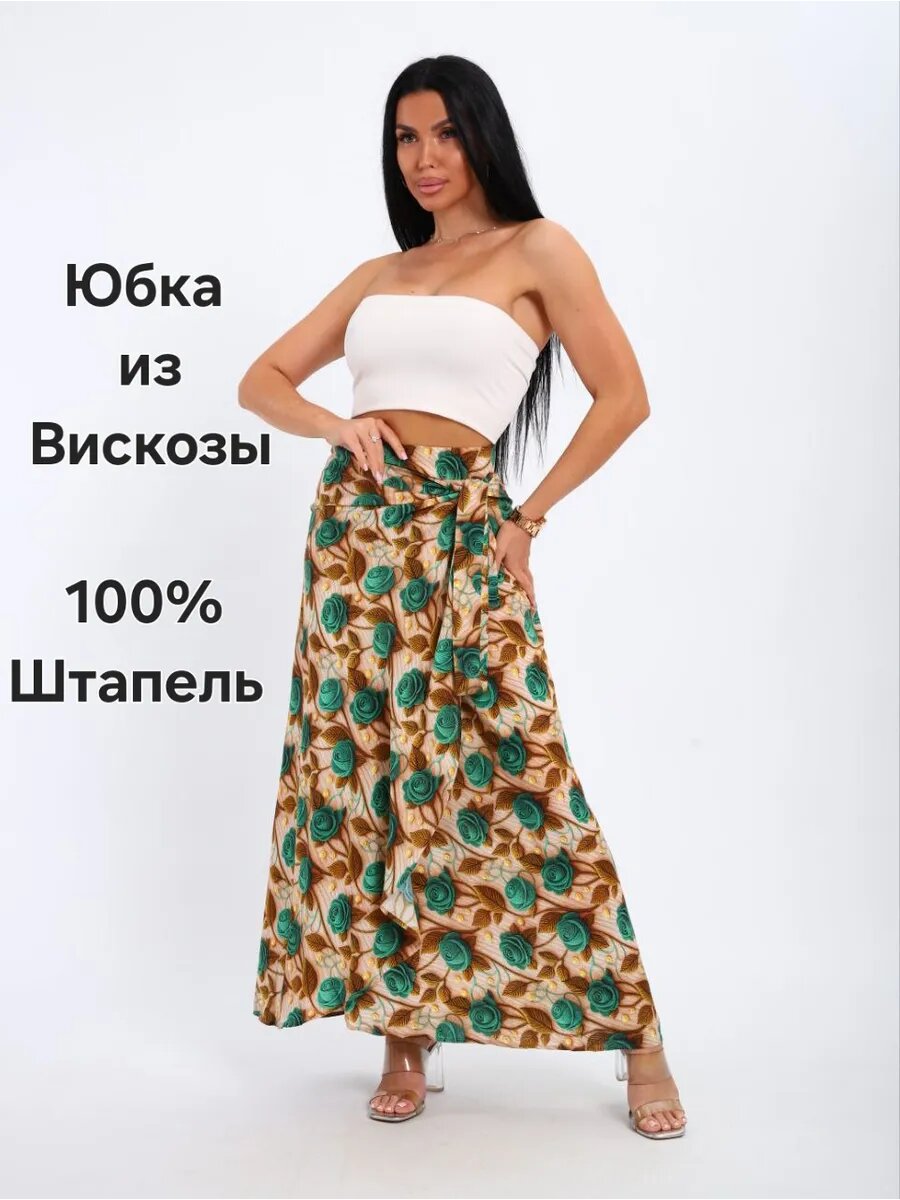 Юбка YolKa_Dress, размер XXL, коричневый, черный, зеленый — фото 1