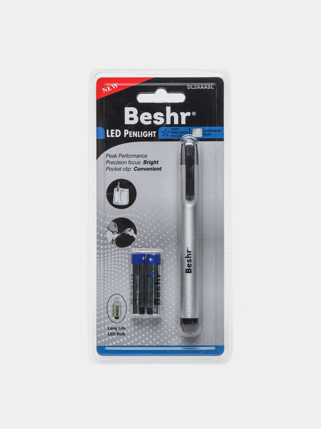 Фонарь Beshr Penlight, компактный, ручной, 2 батарейки, 1,5Вт
