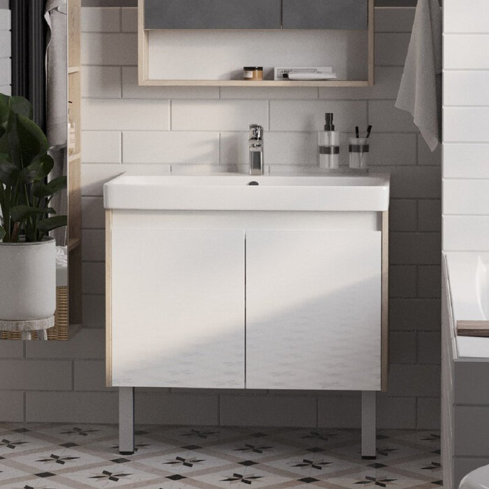 Тумба под раковину без столешницы AQUATON Сканди Doors 80 белая дуб верона