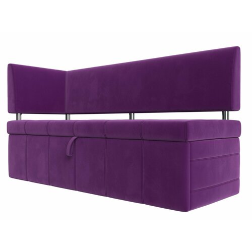 Кухонный прямой диван Лига Диванов Стоун с углом левый Микровельвет Фиолетовый