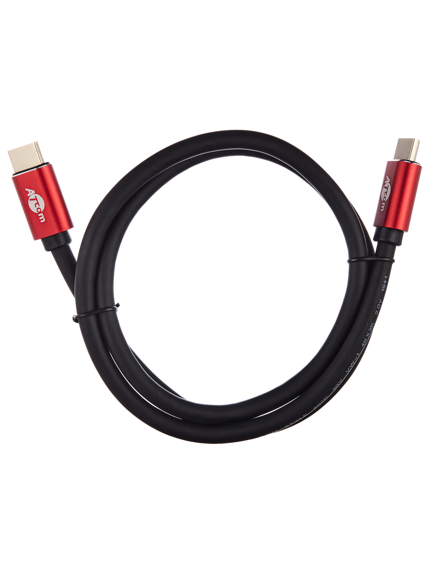 Кабель Atcom HDMI 1 m (Red/Gold в пакете) VER 2.0