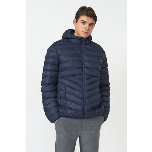  куртка Baon демисезонная, капюшон, карманы, водонепроницаемая, размер L, синий