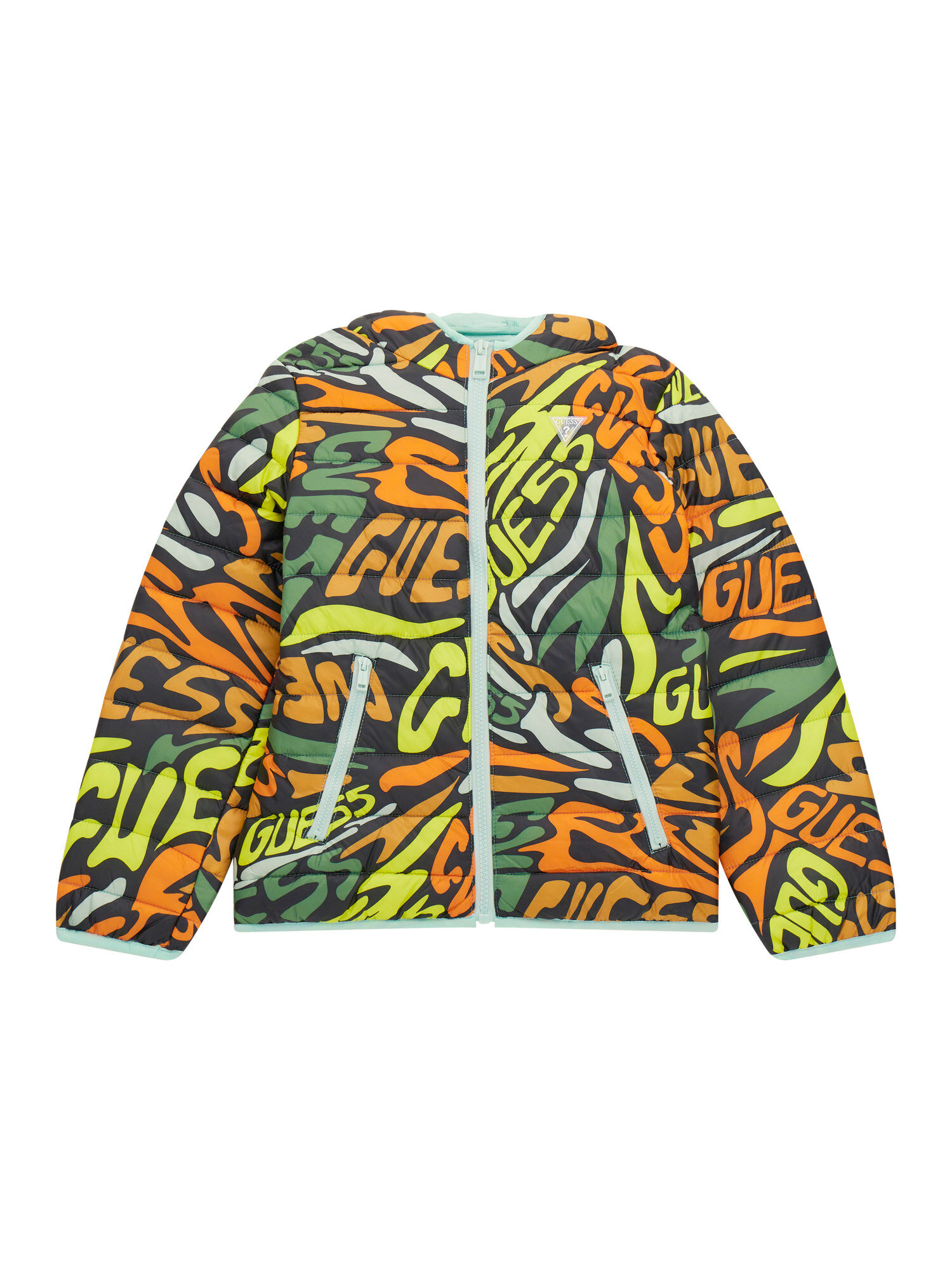 Куртка GUESS, размер 14, зеленый/желтый/оранжевый/белый