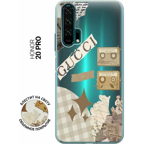 Силиконовый чехол на Honor 20 Pro, Хонор 20 Про с 3D принтом GUCCI Stickers прозрачный чехол книжка на honor 20 pro хонор 20 про с 3d принтом beatles stickers черный