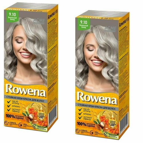 ACME Стойкая Крем - Краска ROWENA для волос аммиачная 2 шт, тон 9.10 Пепельный блонд