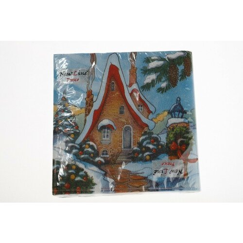 Салфетки бумажные 2сл 33*33 20шт НГ Зимний домик New Line Fresco