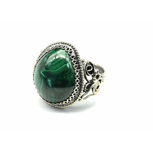 Кольцо, малахит, размер 18.5, зеленый