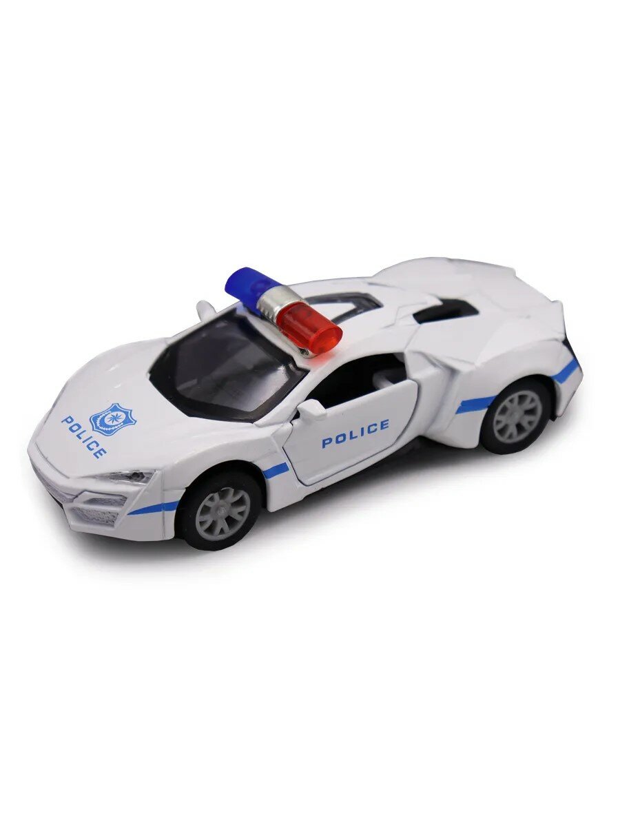 Машинка Funky Toys Die-cast. Ликан, полиция, инерционная, открывающиеся двери, белая, 1:32 FT61307