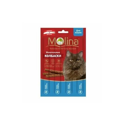 Molina Жевательные колбаски Triol для кошек Лосось и форель, 20г, 6 упаковок по 4 штуки