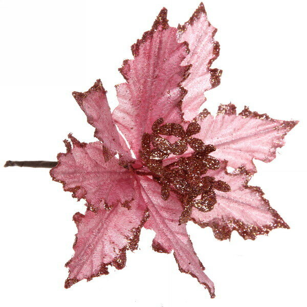 Украшение новогоднее «Пуансеттия-Чародейка» 15 см Розовое золото