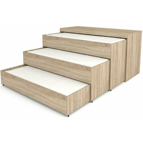 Кровать трехъярусная МногоМеб Саша 70х200 дуб сонома