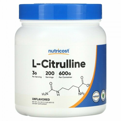 Nutricost, L-Citrulline Powder, Unflavored, 1.3 lb (600 g)