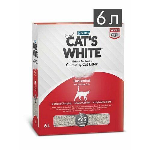 Cats White BOX Natural Наполнитель комкующийся без ароматизатора, коробка 6л