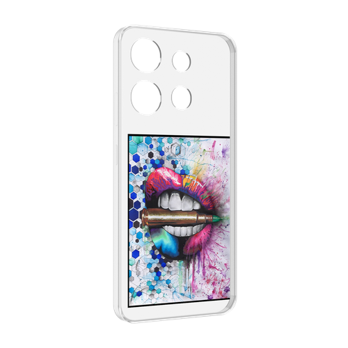 Чехол MyPads разноцветные губы с пулей для Infinix Smart 7 задняя-панель-накладка-бампер