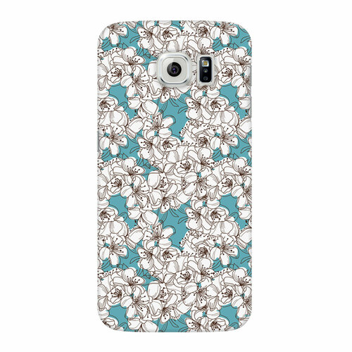 чехол deppa sky case и защитная пленка для samsung galaxy s6 коралловый 86039 Чехол и защитная пленка для Samsung Galaxy S6 Deppa Art Case Pastel белые цветы