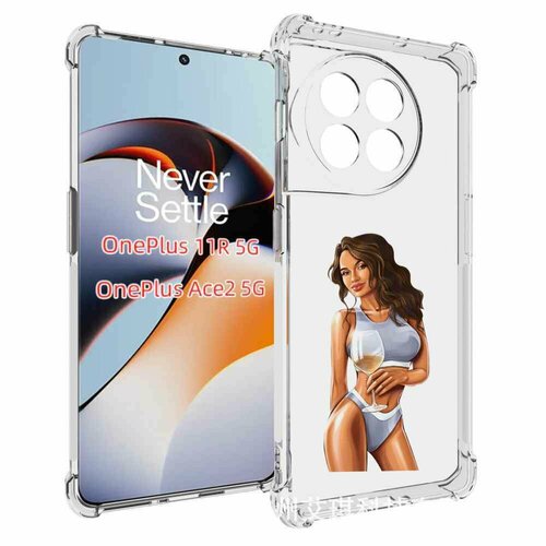 Чехол MyPads девушка-в-сером-купальнике- женский для OnePlus 11R задняя-панель-накладка-бампер