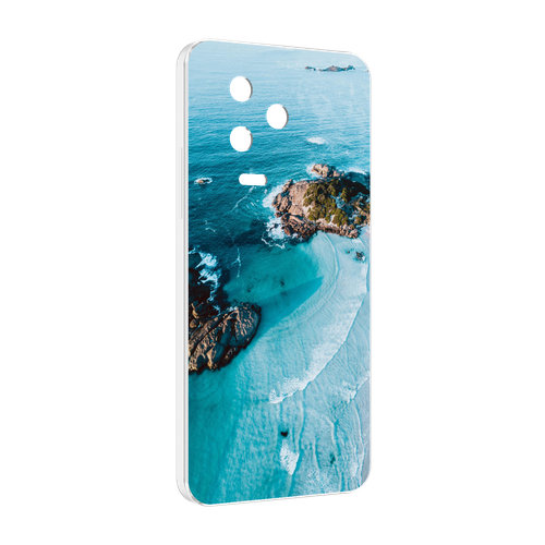 Чехол MyPads красивый голубой залив для Infinix Note 12 Pro 4G X676B задняя-панель-накладка-бампер
