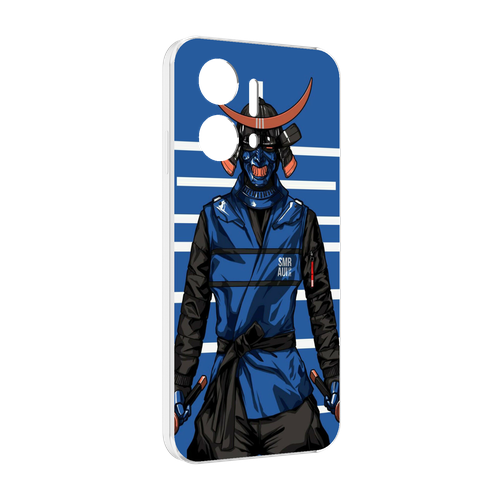 Чехол MyPads самурай в синей форме для Honor X7a задняя-панель-накладка-бампер