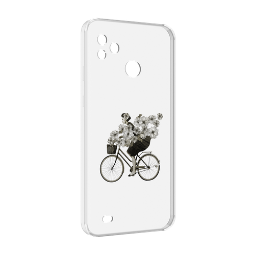 Чехол MyPads девушка на велосипеде с цветами для Tecno Pop 5 Go задняя-панель-накладка-бампер
