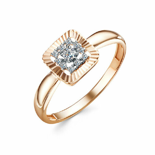 фото Кольцо rusgoldart, красное золото, 585 проба, фианит, размер 18, золотой, красный