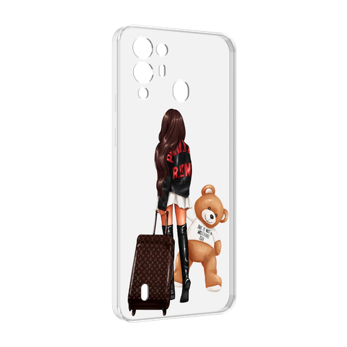 Чехол MyPads девушка-с-модным-чемоданом женский для Blackview A55 Pro задняя-панель-накладка-бампер