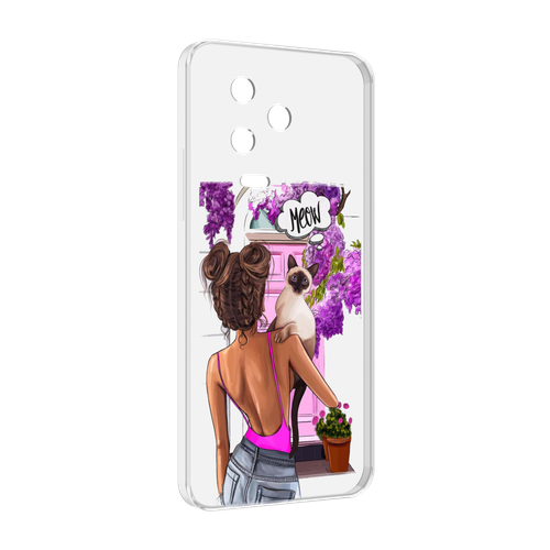 Чехол MyPads Девушка-с-котиком женский для Infinix Note 12 Pro 4G X676B задняя-панель-накладка-бампер