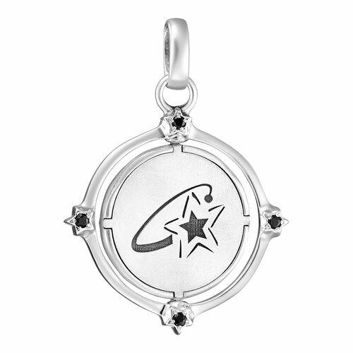 фото Подвеска uvi, серебро, 925 проба, оксидирование, шпинель, размер 3.6 см.