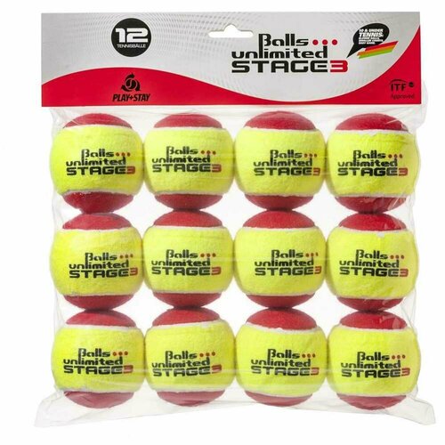 теннисный мяч balls unlimited stage 1 набор мячей 3 штуки зеленый уровень 1 Теннисные мячи Balls Unlimited Stage 3 12шт BUST312ER