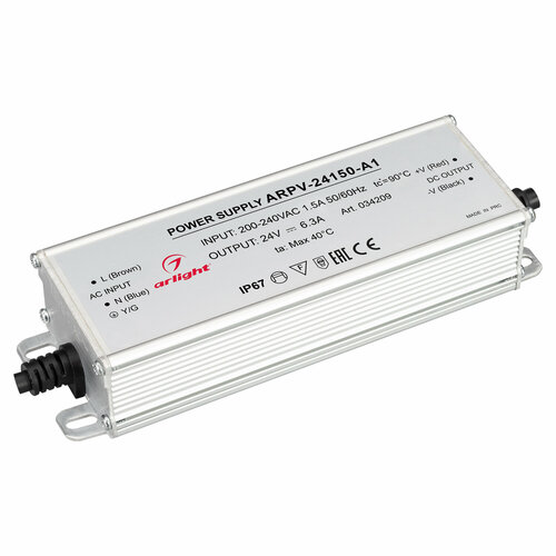 Блок питания ARPV-24150-A1 (24V, 6.25A, 150W) (Arlight, IP67 Металл, 3 года) Артикул 034209