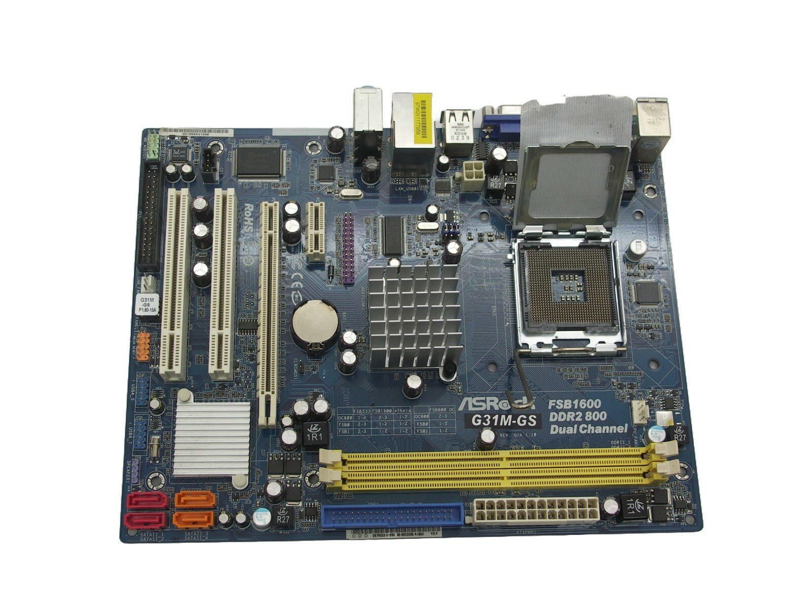 Материнская плата S-775 ASrock G31M-GS REV. G/A 1.10 (G31/SVGA/2xDDR2/SATA/Sb/Lan/mATX)