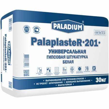 фото Штукатурка PALADIUM гипсовая с микрофибра волокном белая PalaplasteR-201 30кг, до 60мм 45 (1шт) (97012)