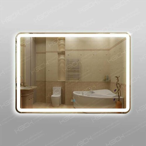 Зеркало для ванной комнаты 348ск2о2 с LED подсветкой 6000К 9,6 Вт/м 70 х 100 см с двойным сенсорным выключателем и антизапотеванием 50х50 см
