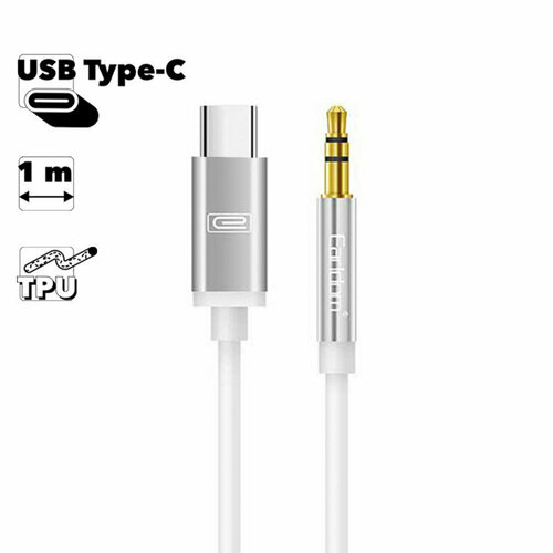 Аудиокабель Earldom ET-AUX28 3.5 мм Type-C 1м TPE (белый) аудио кабель aux earldom et aux28 3 5мм usb c superior sound quality 1 метр белый